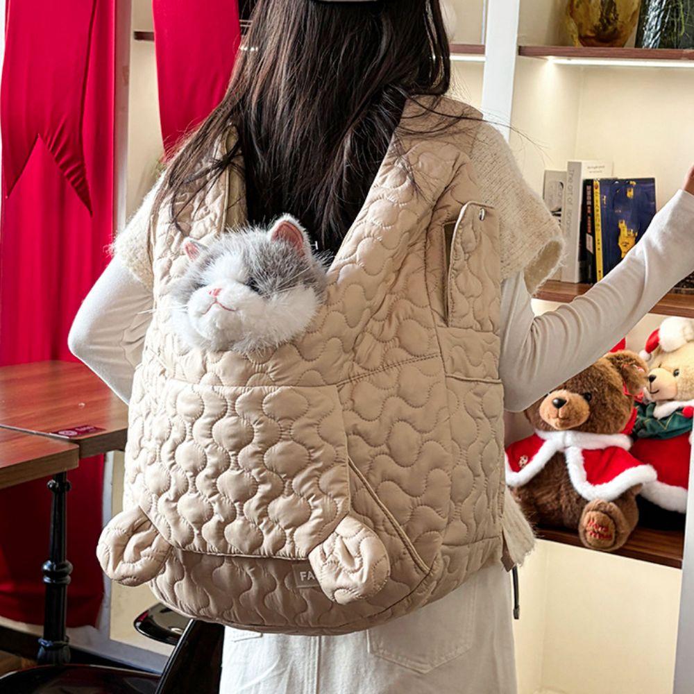 Portable Waterproof Pet Dog Backpack Wear Resistant Cross Strap Pet Chest Bag Large Capacity Nylon Pet Transport Bag Shopping