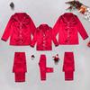 2Pcs/Set Christmas Pajamas Set Family Matching Xmas Pajamas Set Solid Color Smooth Fabric Festive Family Sleepwear