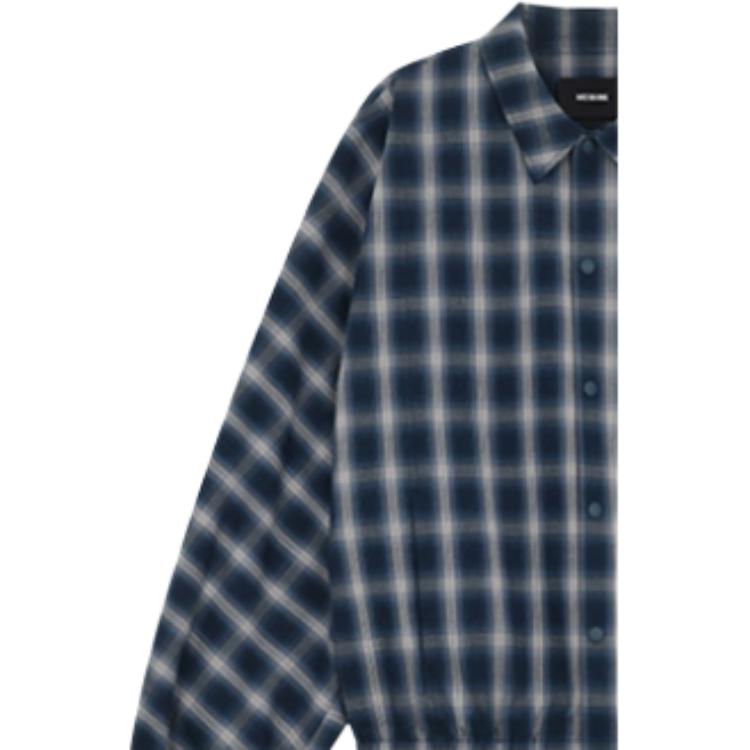 We11done Fw26 College Style Drop Shoulder Loose Fit Coach Plaid Jacket Unisex Jacket WD-JP2-26-027-U-BL