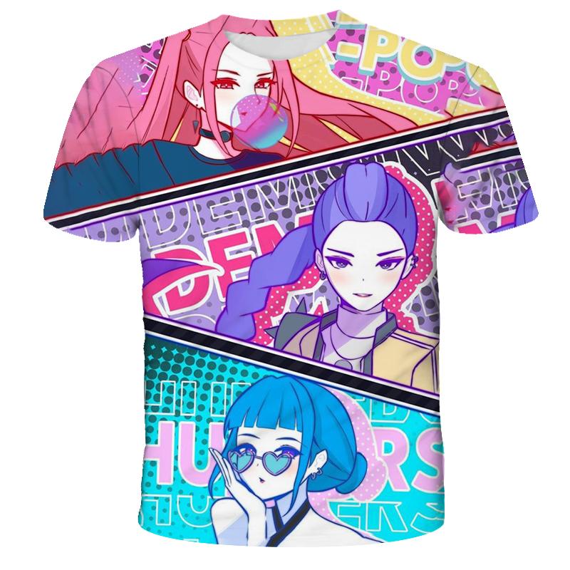 KPop Caçadores de Demônios Tigres Meninas Meninos Camiseta K-Pop Caçadores de Demônios Roupas Infantis Camisetas Bonita Estampa de Desenho Animado Camiseta Tops