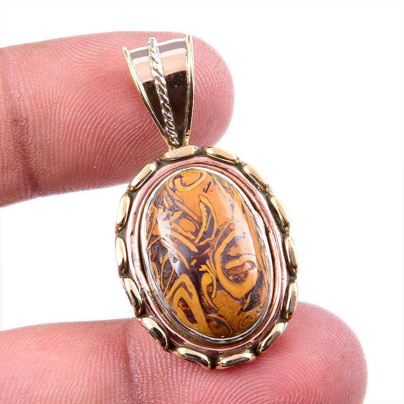 

Natural Maryam Jasper 925 Solid Sterling Silver TwoTone Gift Pendant 1.5 Y7r03