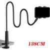 138cm Cell Phone Clip on Stand Holder with Grip Flexible Long Arm Gooseneck Lazy Bracket Mount Clamp for IPhone 15 Pro Max
