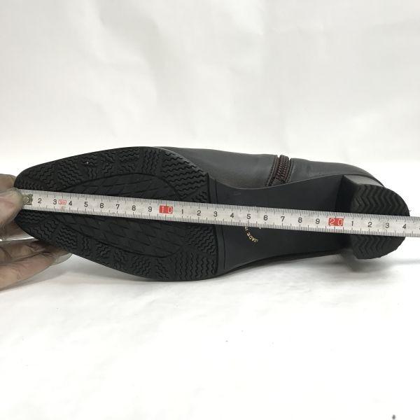 Ginza Washington Japan leather side zip short boots 23 dark brown heel(USED)