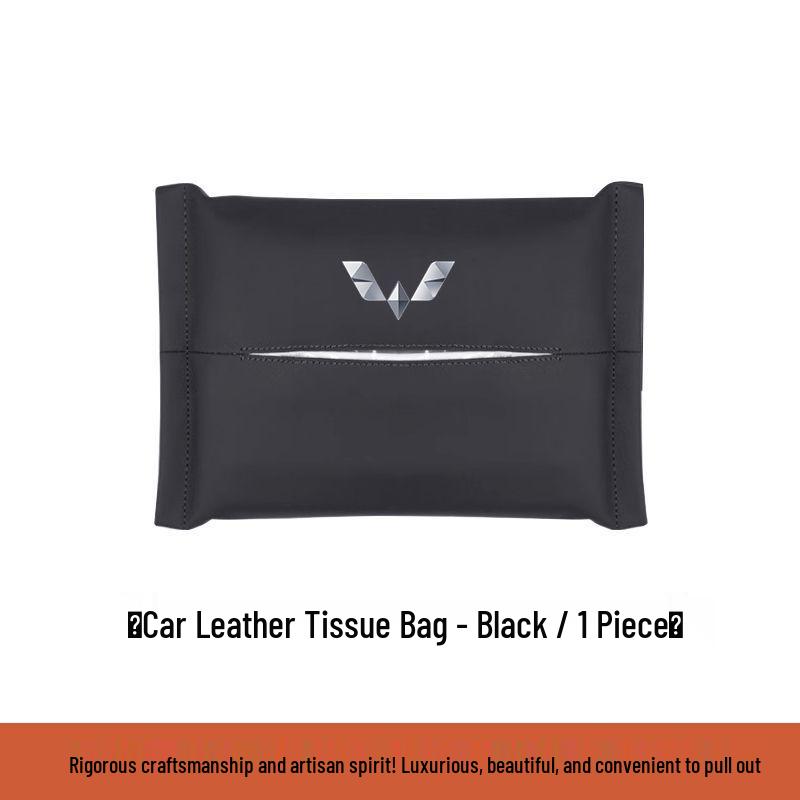 Compatible Tissue Box Bag for Wuling MINI EV, Jiejun, Hongguang, Rongguang Cars - Leather Headrest Pull-out Design