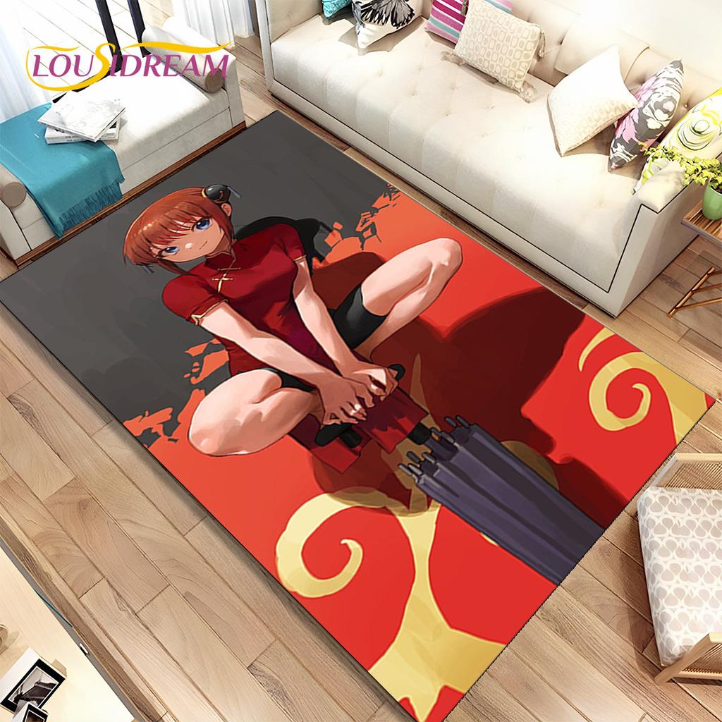 3D Gintoki Kagura Gintama Anime Area Rug,Carpet Rug for Living Room Bedroom Sofa Doormat Decoration, Kid Play Non-slip Floor Mat
