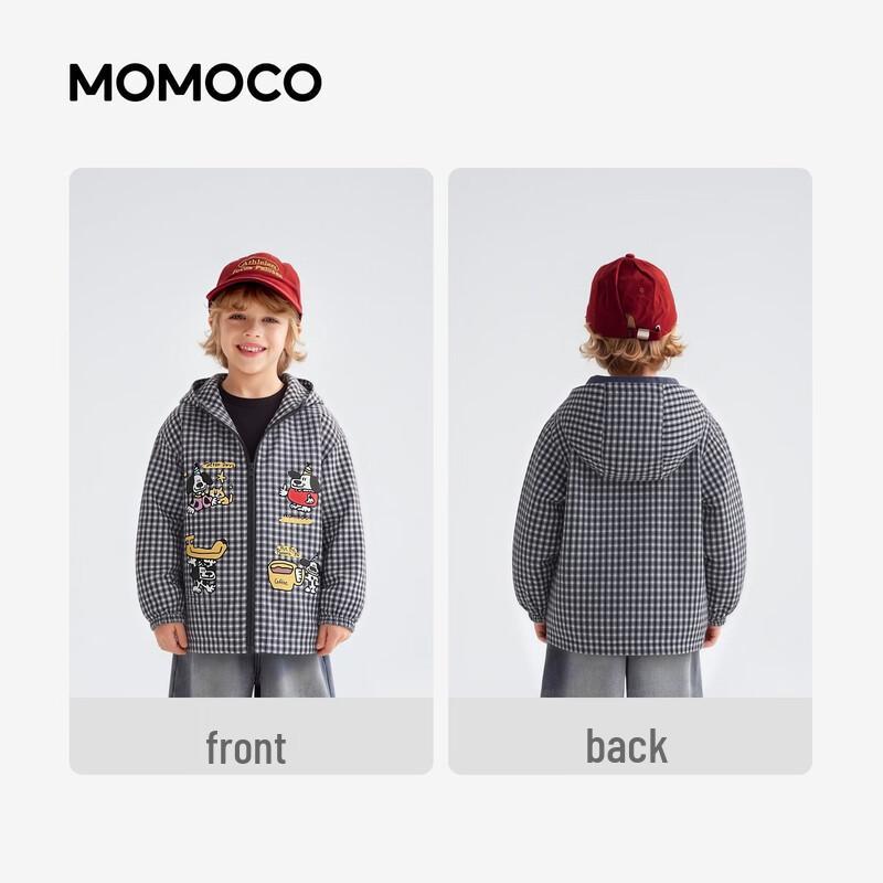 MOMOCO Boys' Plaid Casual Hooded Jacket