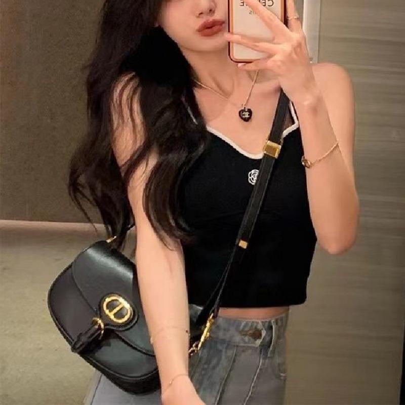 Halter Sleeveless Embroidery Small Fragrance Summer All Match Color Blouse Base Carefully Machine Short Vest