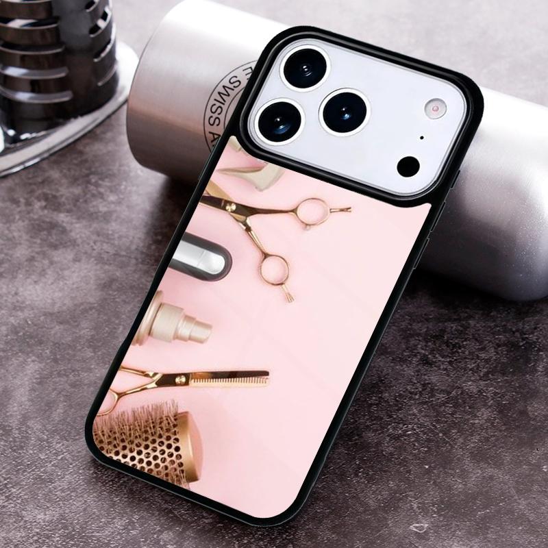 Hair Stylist Scissors Brush Switch Phone Case for iPhone 17 16 15 Pro Max Air 14 13 12 11 Plus Shockproof Cover