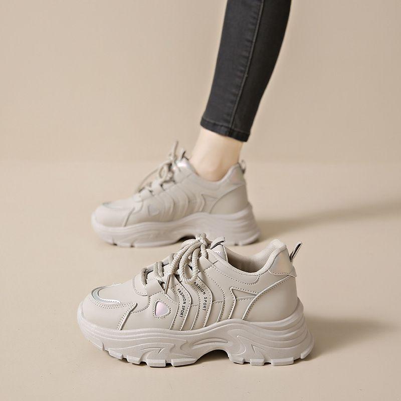 Korean Retro Thick Soled Women's Sports Shoes, Autumn and Winter Thick Soled Height Increasing Student Running Casual Shoes