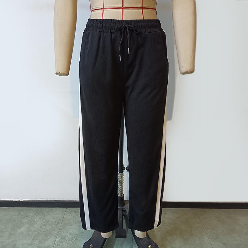 Pantaloni damă cu talie înaltă, culoare solidă, dungi, model patchwork