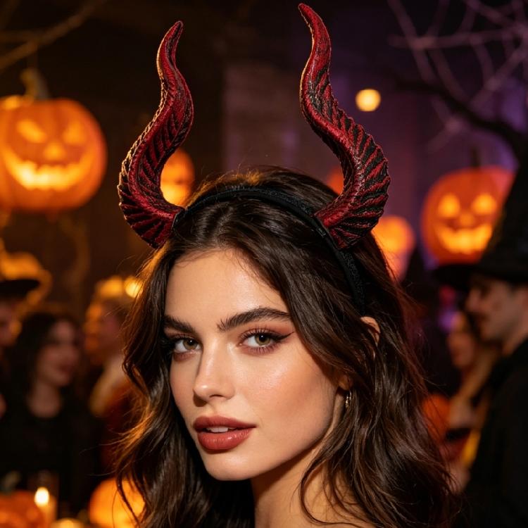 Bandeau à Cornes de Diable Costume d'Halloween pour Fêtes Cosplay, Photobooth, Styling de Scène et Détail de Fête Cornes en Plastique
