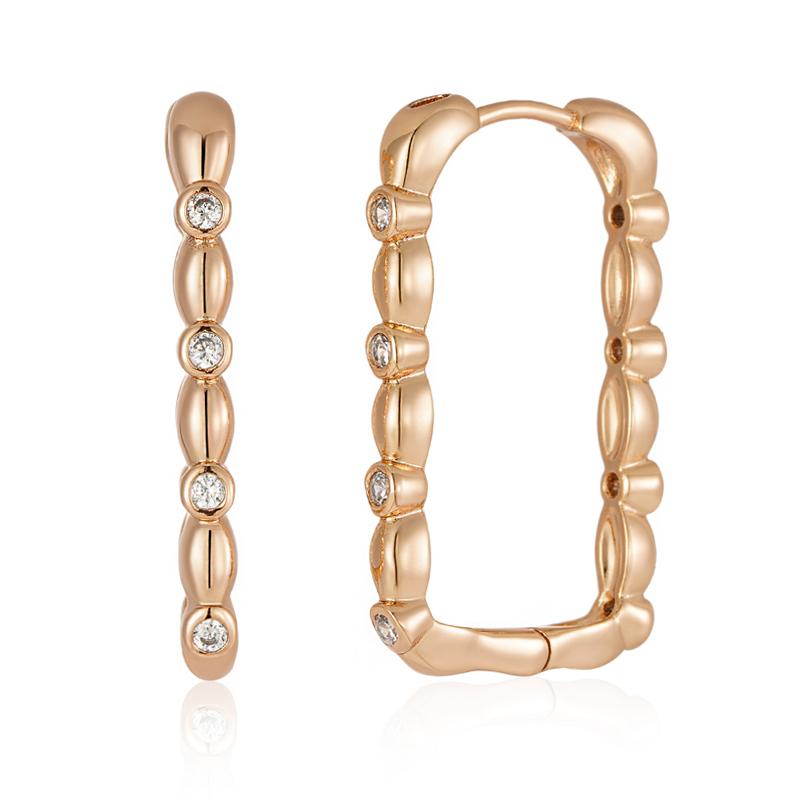 Wbmqda Элегантные полые квадратные серьги-подвески для женщин, цвет 585 розового золота, с белыми натуральными цирконами, высококачественные повседневные украшения