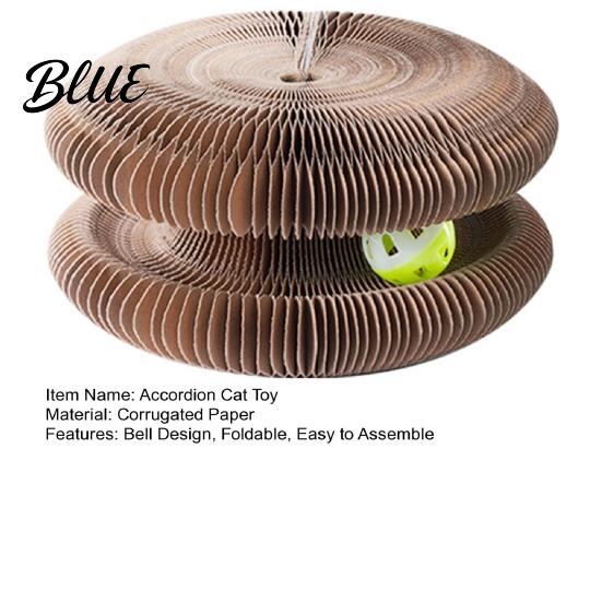 Satisfies Natural Desire Foldable Board Cat Toy Round Accordion To Scratch with Bell Durable Corrugated