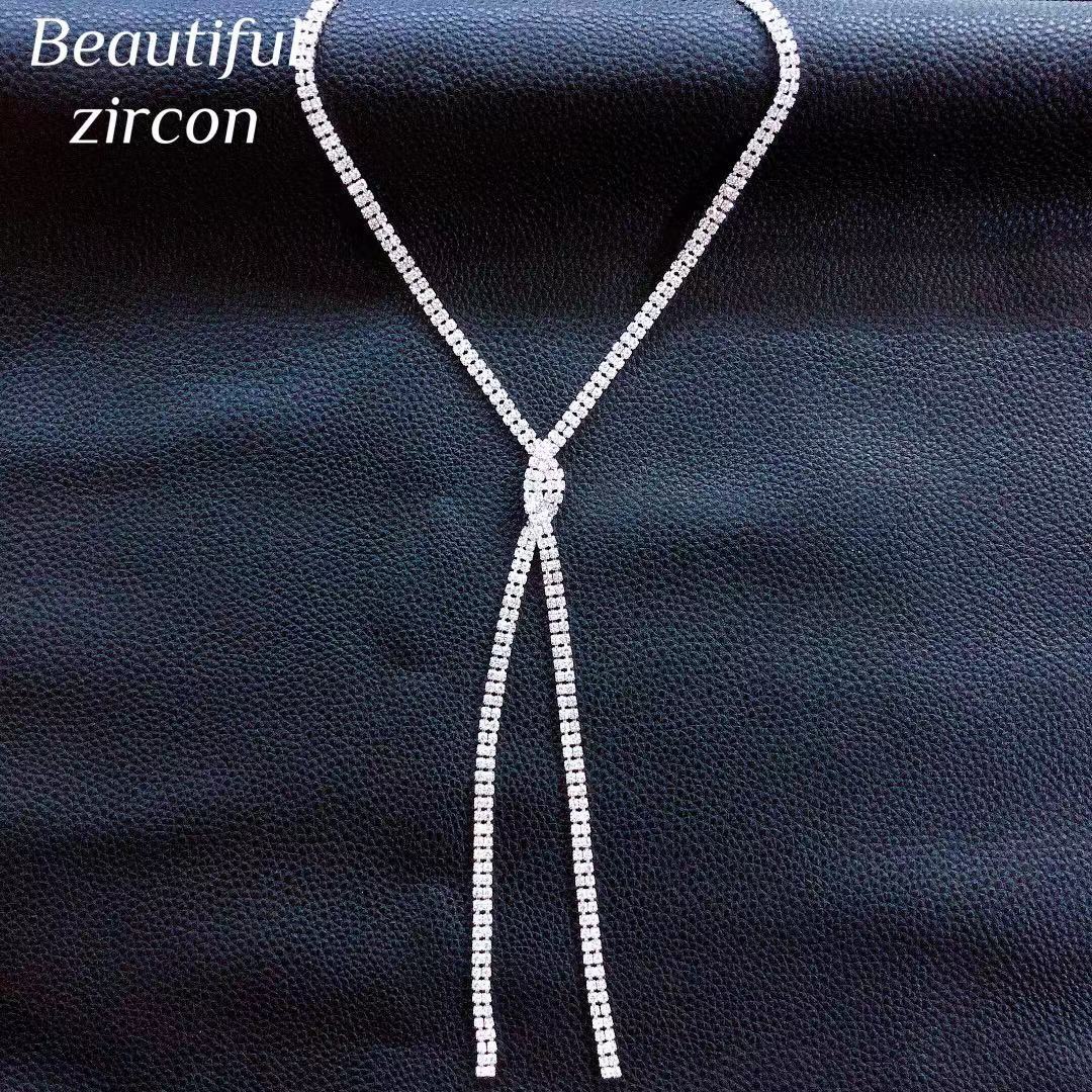 Аксессуары, Модное сверкающее ожерелье с бахромой, Европейское и американское вечернее ожерелье с полными бриллиантами серебряный