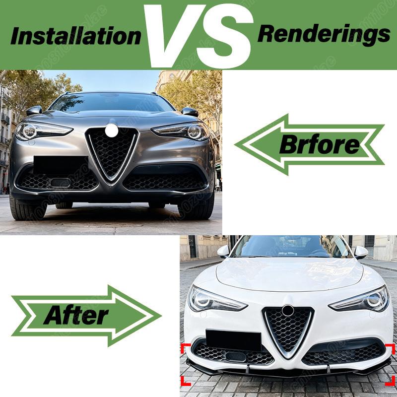 For Alfa Romeo Stelvio 2017 2018 2019 2020 2021 2022 2023 2024 2025 2026 Automobile Front Bumper Lip Body Modification Kit