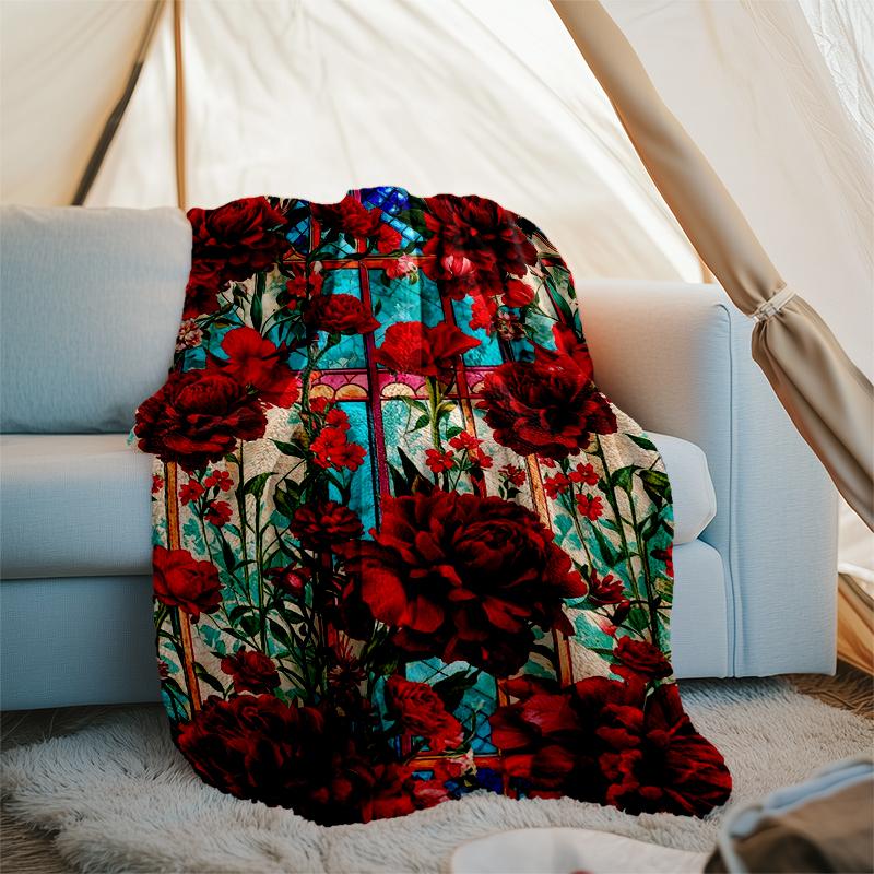 Roses Blanket Personalized Name Flannel Blanket Soft Cozy Plush Throw for Sofa Bed Lightweight Home Décor