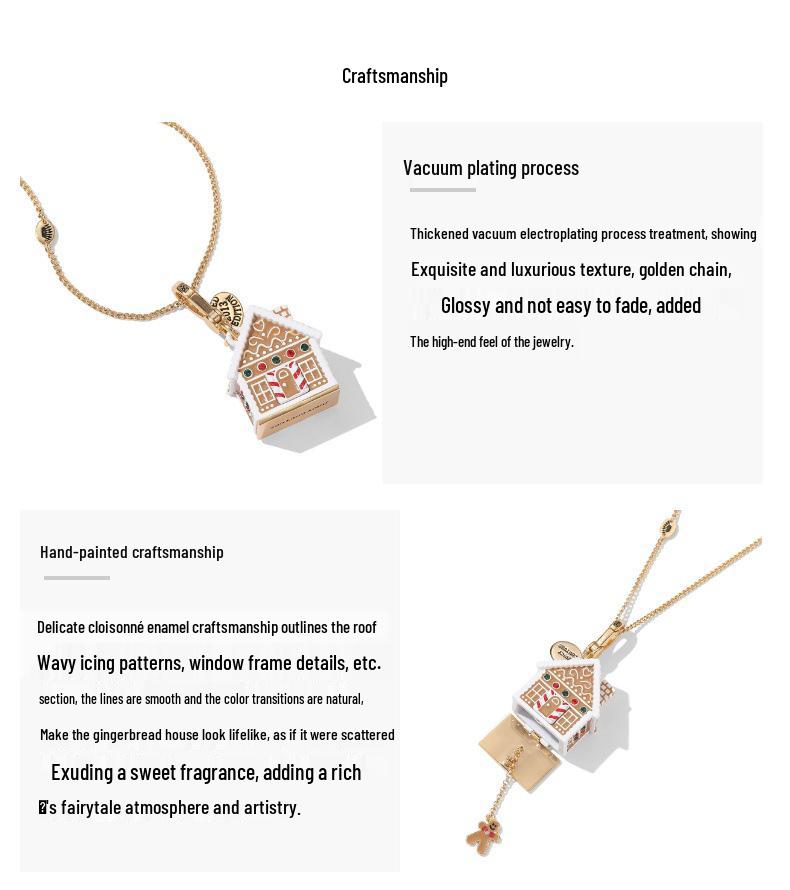 Exquisite Christmas Gingerbread Cottage Pendant Necklace & Keychain for Women