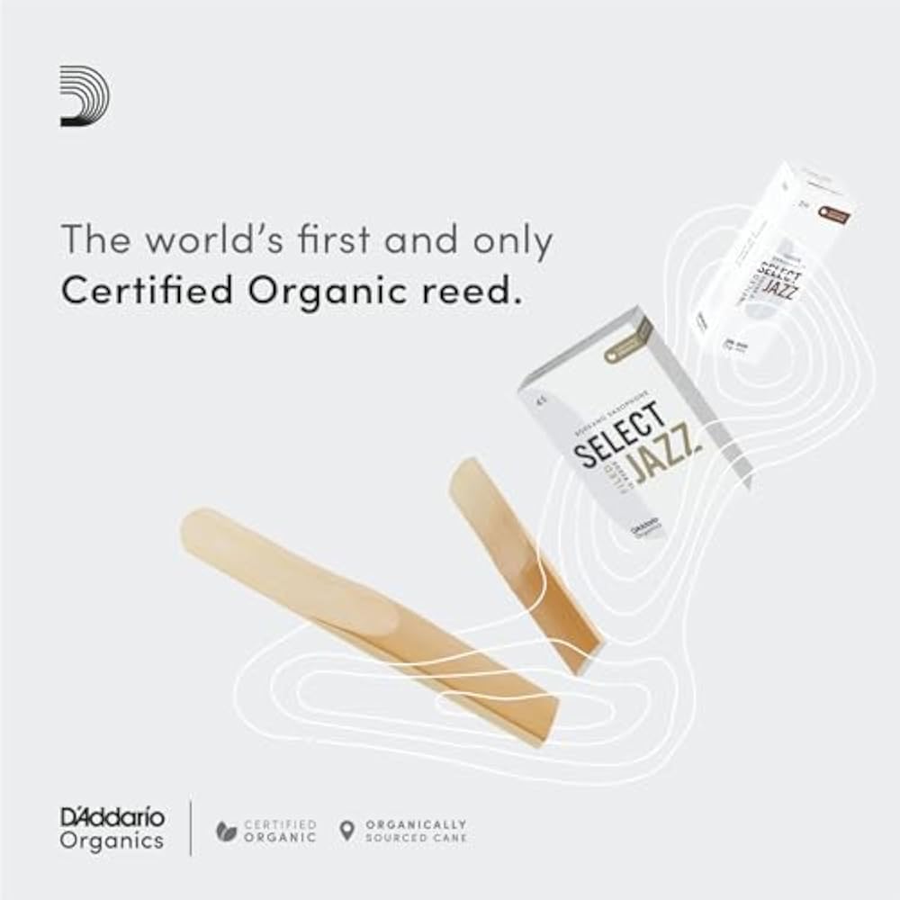 D'Addario WoodWinds D'Addario Reeds for Alto Saxophone, USDA Organic Certified, SELECT JAZZ UNFIL...