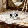 Bohemian 3-in-1 Heart Zircon & Crown Ring Set Black Silicone & CopperPlated Stackable Rings for Women Romantic Party Dating Jew