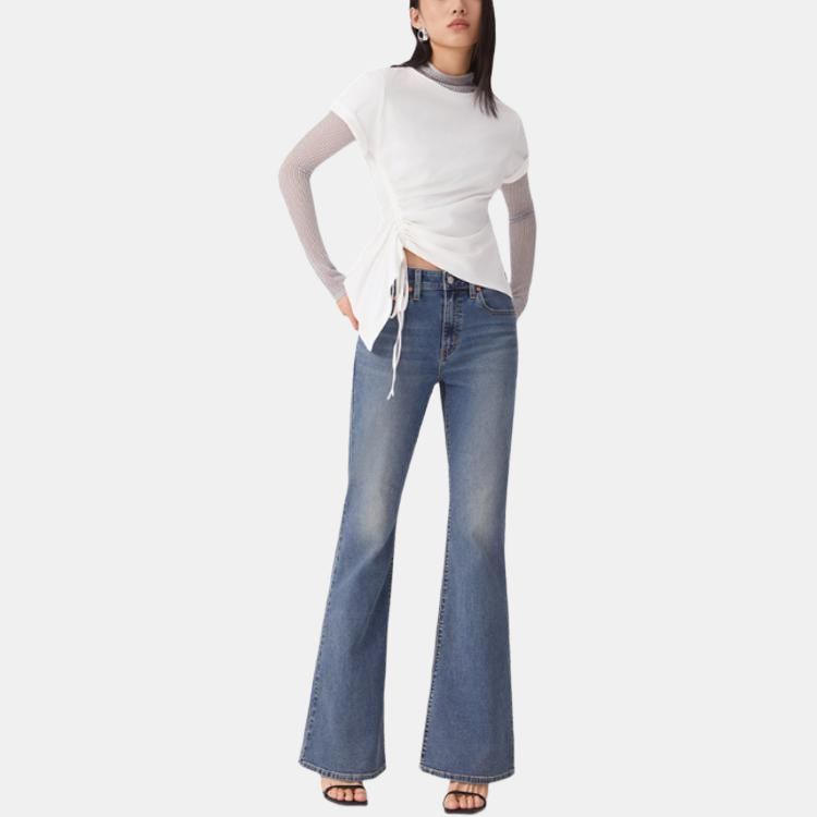 Levis SS25 Commuting Minimalist Solid Color Short Sleeve Regular T-Shirt Women Tops White 002YT-0000