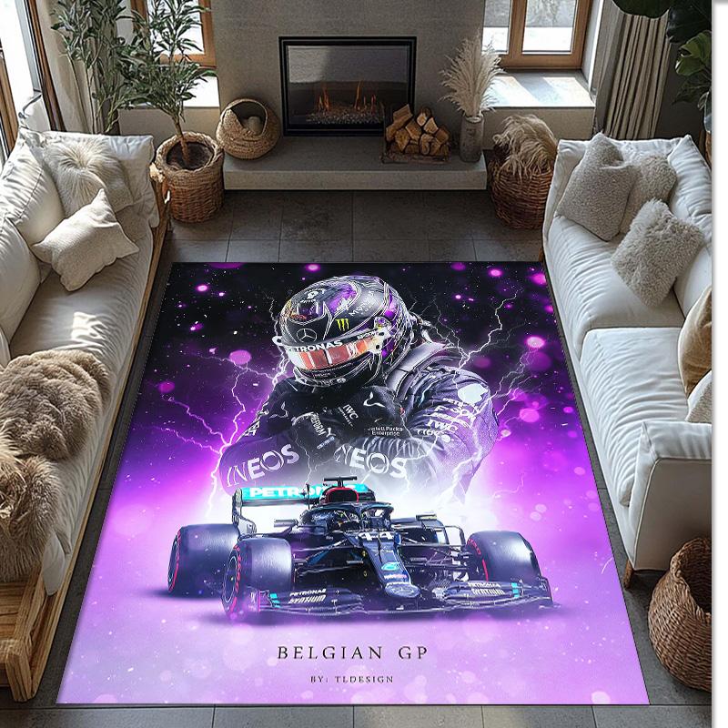 Lewis Hamilton Tappeto in Velluto di Cristallo Morbido Anti?Tappetino Antiscivolo Comodo per Casa Soggiorno Camera da Letto Tappeto Decorativo