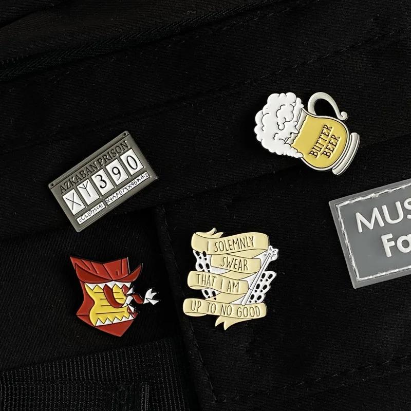 Magic World Enamel Pins Custom Train Tickets Sunglasses Howler Brooches Lapel Badges Witch Wizard Jewelry Gift for Kids Friends