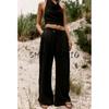Hanging Collar Sleeveless Elegant Tops 3564127 Cross Waist Wide Leg Comfort and Casual Pants 3564128