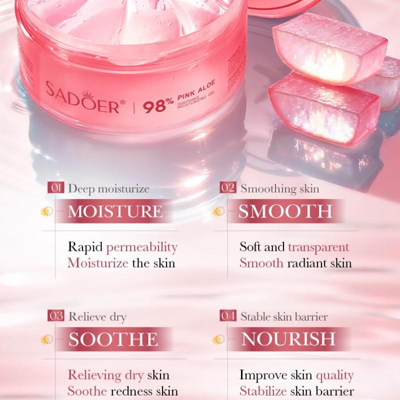 Pink Aloe Vera Soothing Moisturizing Gel 300g Moisturizing Aloe Vera Gel Skin Care Products