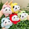 Charming Flower Panda Head Plush Keyring Colorful Cartoon Animal Keychain