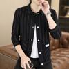 Autumn Men's Striped Casual Lapel Collar Fashion Jacket Coat