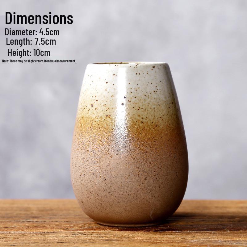 Zen Retro Ceramic Vase: Simple Antique Pottery for Dried Flowers, Small Table Ornament, or Hydroponic Plant Container for Living Room.
