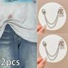 2 Stück Multifunktionale Magnetische Kleiderklammer Mit Kette Metall-Jeansknöpfe Clip Kleidung Schal Hosenbeine Bündchen Befestigung Magnetstifte