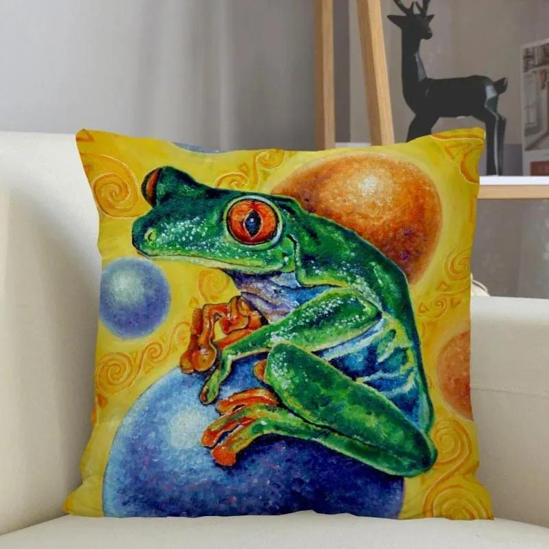 Funny Frog Series Animal Throw Pillow Cover With Short Plush Print For Living Room Sofa Decoration Cushion Cover Pillow Covers