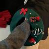 New Christmas Beret Retro Red Hat Female Winter Bow Christmas Tree Beret Warm Student Hat Female Painter Hat New 2024