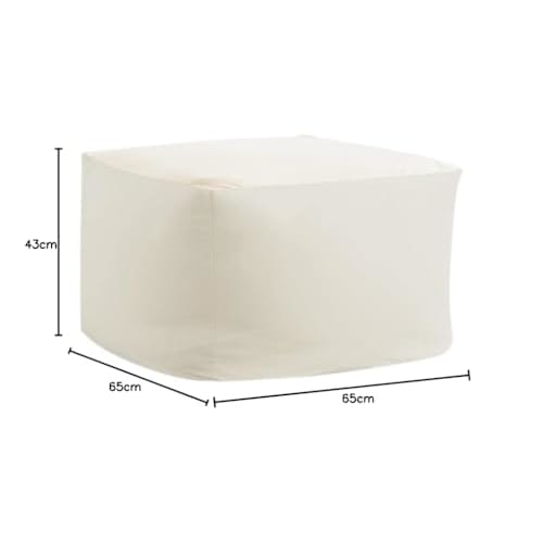 AMMI Bead Cushion Cover, Sofa Cover, Cool Summer Cover, Solid Cotton, 65x65x43cm (M, Ivory), 1 Piece