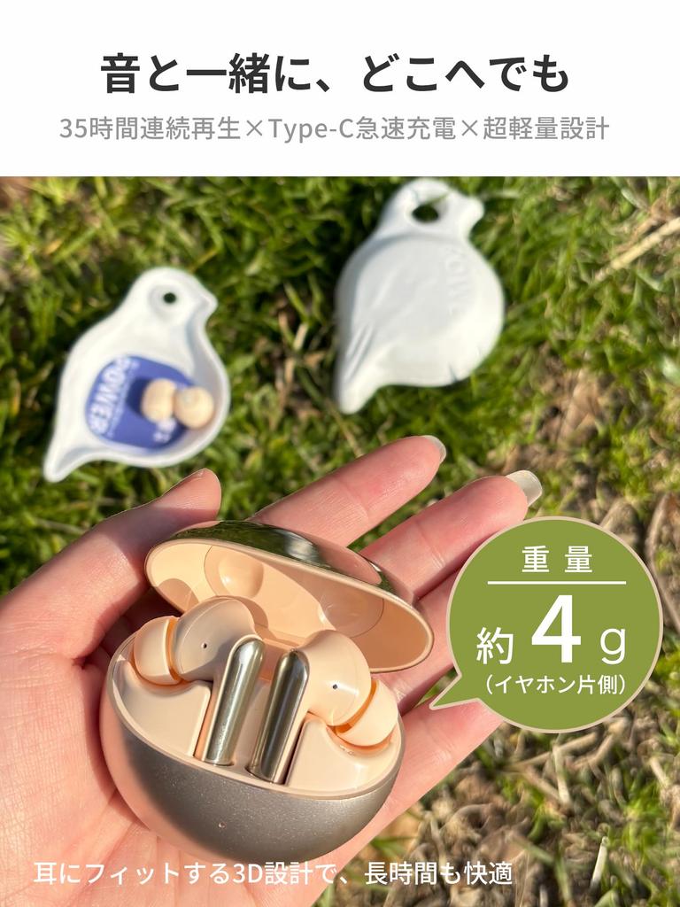 Wireless Earbuds [Comfortable Sound Quality  Ultra-Lightweight 4g  35 Hours of Playtime] Bluetooth 5.3 with Mic  Instant Connect & Water-Resistant 