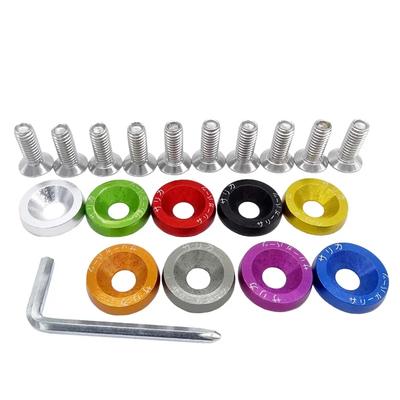 Arandelas de guardabarros M6 y pernos Arandelas para marco de matrícula Pernos cóncavos para motor Estilo de coche Aluminio