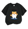 Cute Cheering Corgi Graphic Kids 100% Cotton T-Shirt, Unisex Boys Girls Round Neck Short Sleeve Casual Soft Tee for Daily Wear Cheerful Animal Pattern