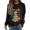 Women's Fashion Casual Long Sleeve Solid Color Christmas Printed Round Neck Top Sweatshirt
