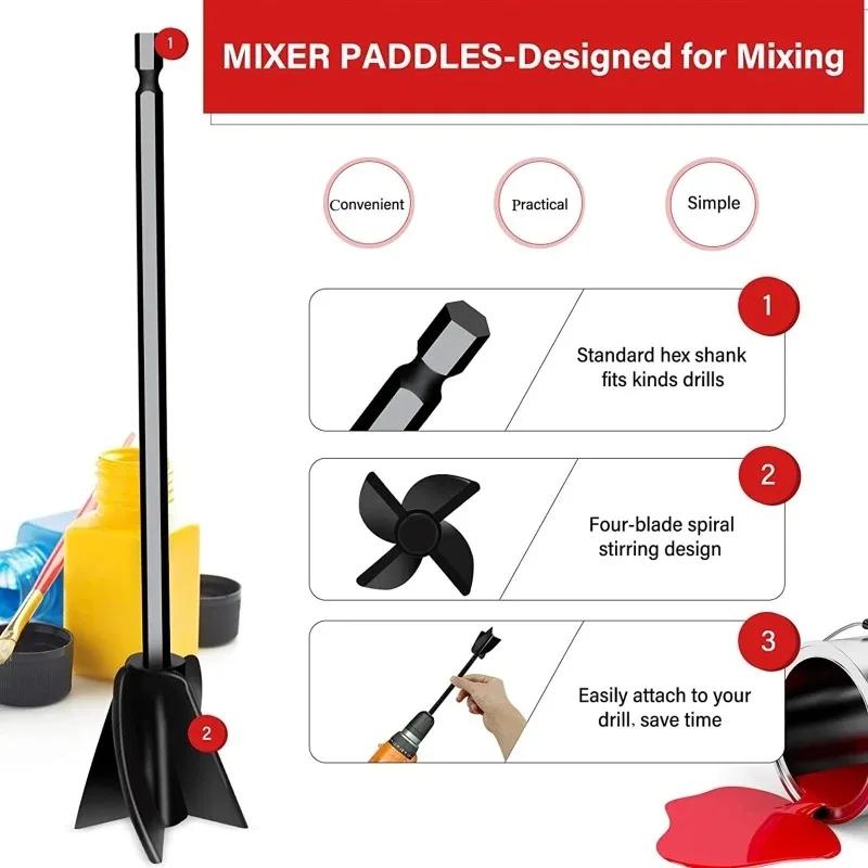 Epoxy Solid Mixer Drill Paddle Plastic Paint Mixer Paddle Helix Shape Tear Resistant Paint Mixer Paddle Compact