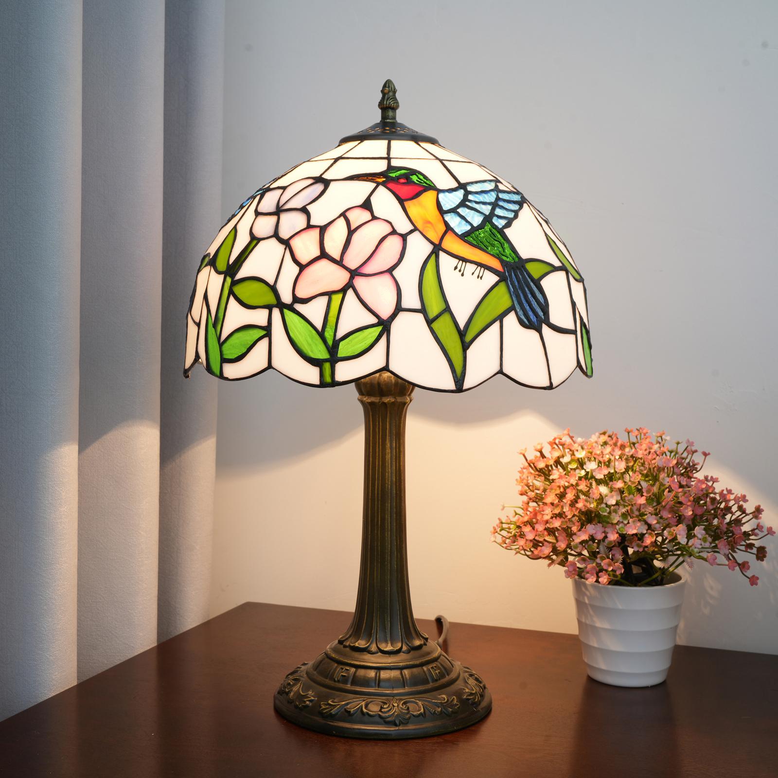 

Hummingbird Flower Desk Lamp, modern stained glass lampshade, metal base, suitable for indoor office, bedroom decor table lamp UK Pulg слонова кістка