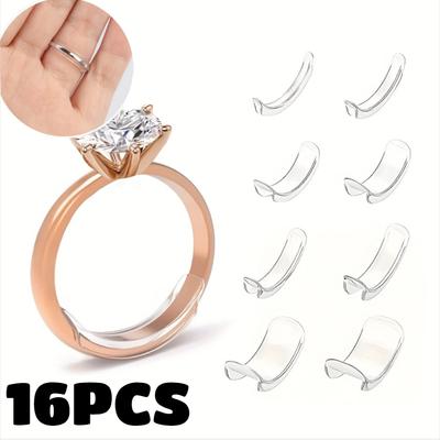 16 pièces Ajusteurs de Taille de Bague en Silicone Invisible Transparent Support de Bague Anti-Perte Rétracteur Fabrication de Bijoux