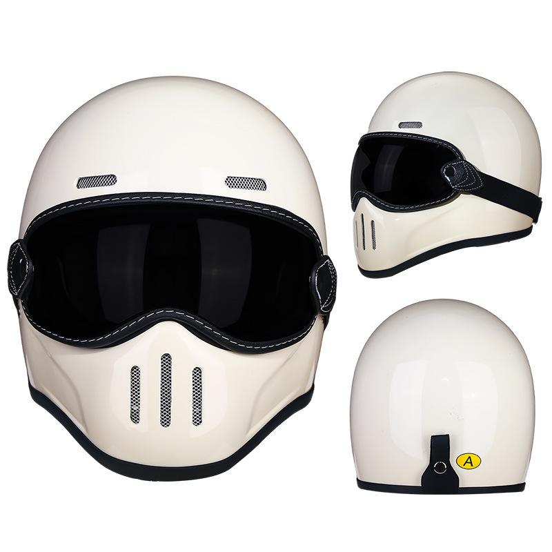 Retro Fiberglass Full Face Helmet for Motorcycles - Unisex Pig Nose Design, Small Shell for Harley Cruiser American Bikes