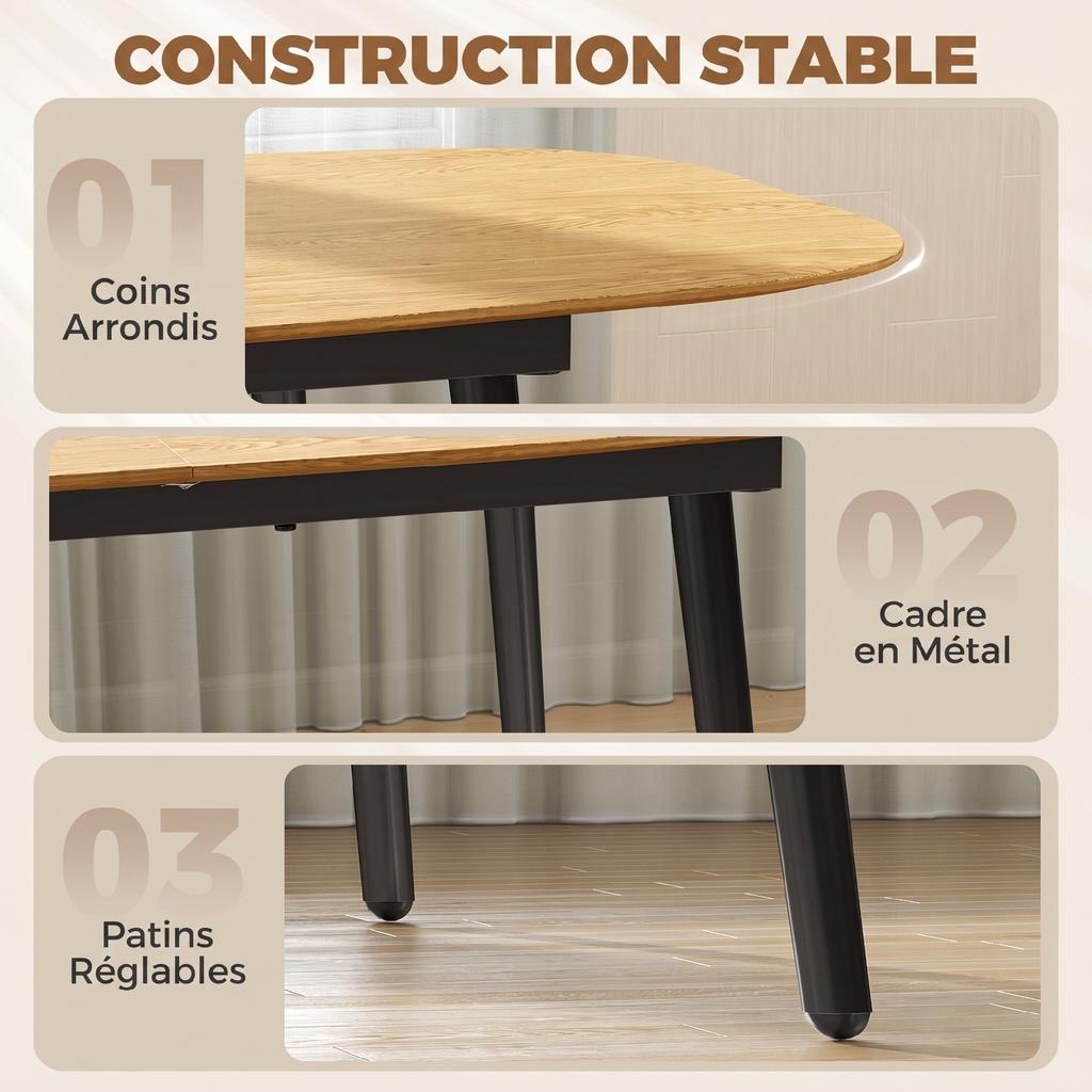 Extendable Rectangular Dining Table for 6-8, 160-200 cm, Shelf, Brown
