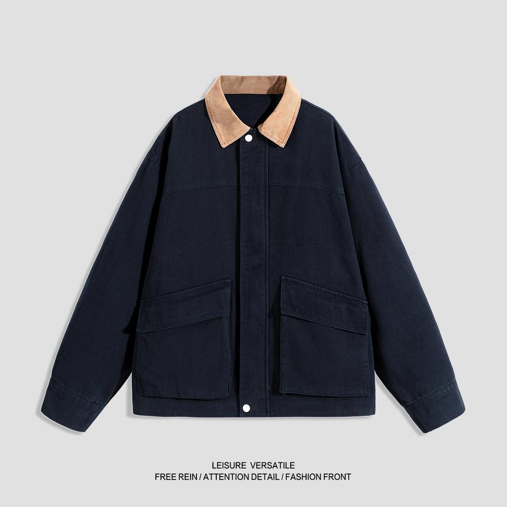 Pure Cotton Jacket for Men's New Jacket American Workwear Washing and Old Lapel Men's Spring and Autumn Clothing