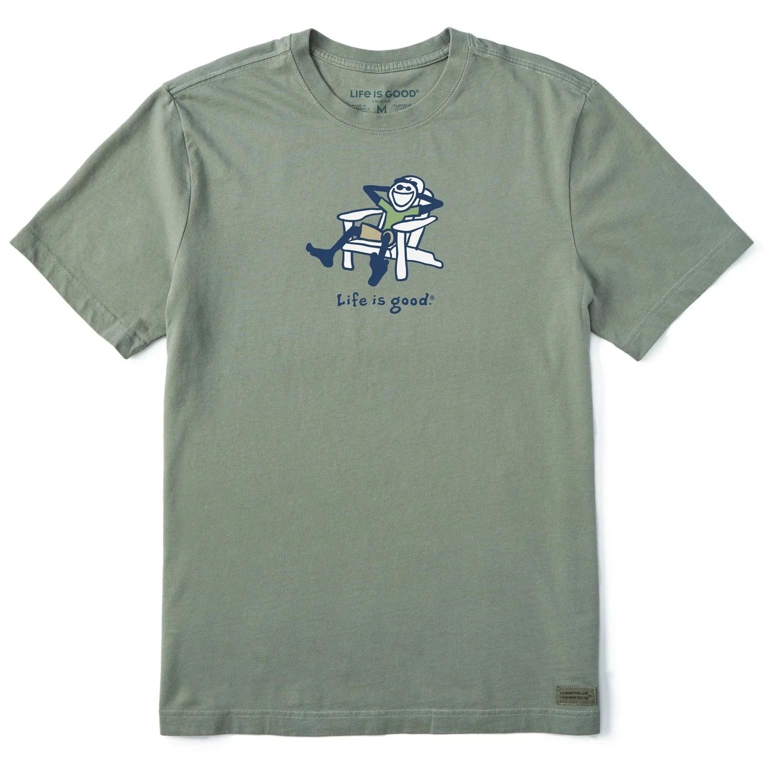 Life is Good. Men s Adirondack Jake Chill Short Sleeve Crusher Tee, Moss Green S