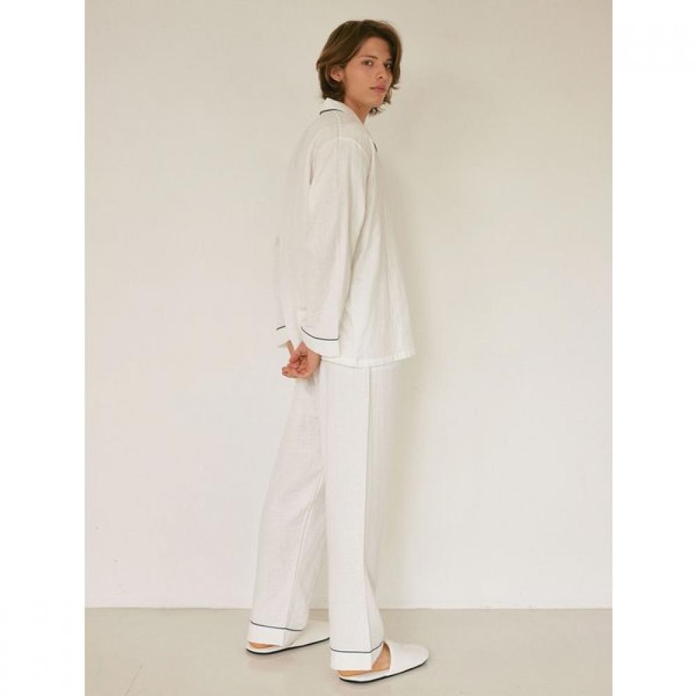 Lunaluz Men S Clian Cotton Long Sleeve Collar Two Piece pajamaS