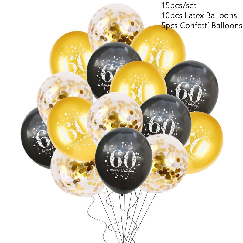 Black Gold 30 40 50 60 Years Birthday Party Confetti Balloon 30th 50th Birthday Party Decorations Adult Party Ballon Air Globos