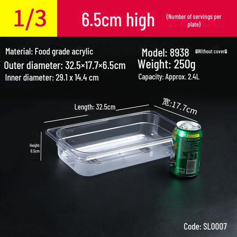 Transparente rechteckige Acryl-Heißtopfschale und Frischhalte-Obst-Auslagebox