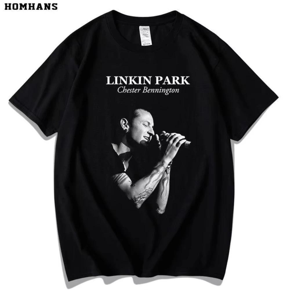 

Red Han Lincoln Park Short-sleeved Tshirt Men Women Linkin Park European and American Music Rock Band Tide Pure Cotton Loose Top S